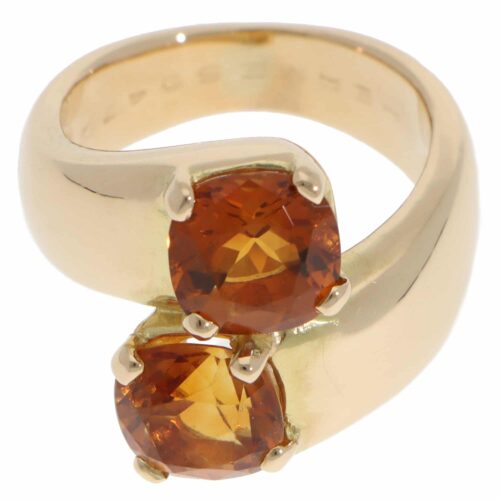 Vintage Hermès Citrine Ring in Yellow Gold