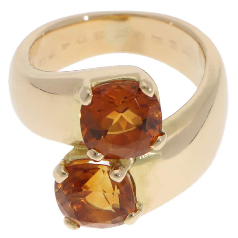 Vintage Hermès Citrine Ring in Yellow Gold