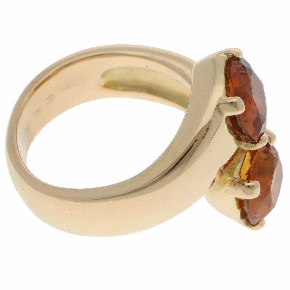 Vintage Hermès Citrine Ring in Yellow Gold