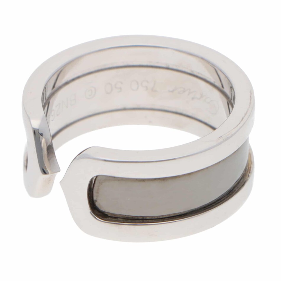 Vintage C de Cartier Open Band Ring in White Gold and Rhodium