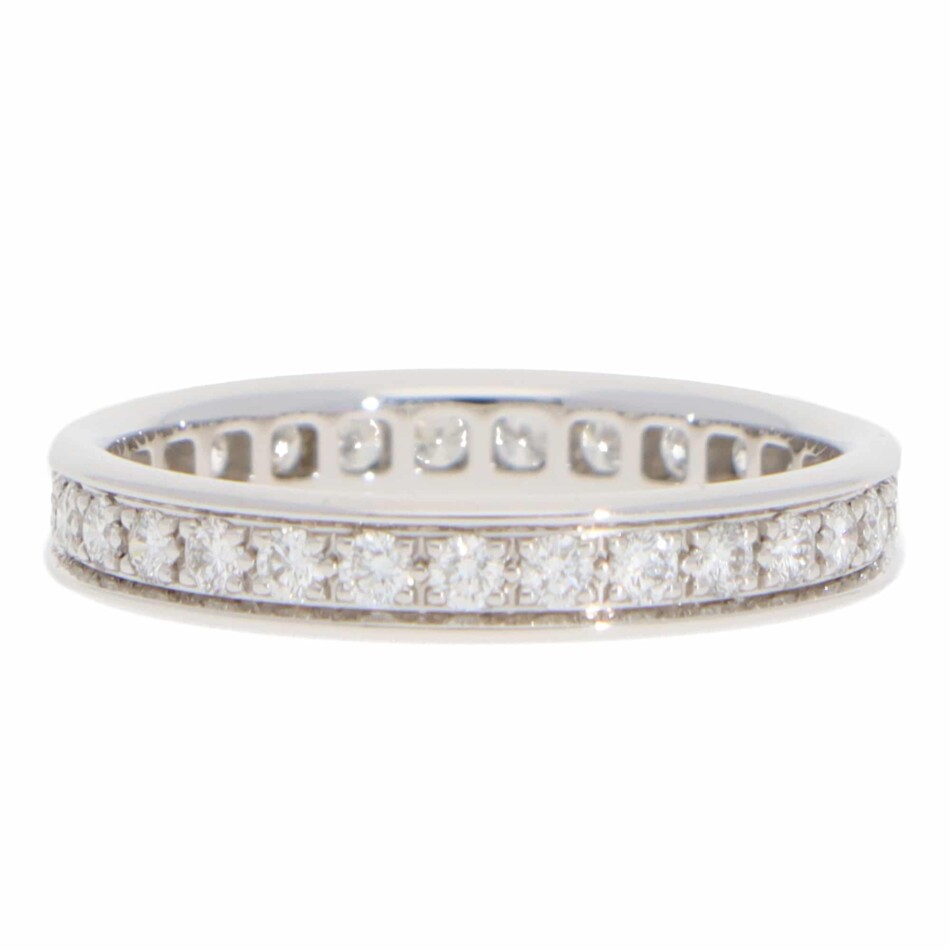 Vintage Cartier Diamond Eternity Ring in White Gold, Size 51