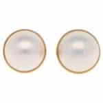 Vintage Tasaki Mabe Pearl Clip Earrings in Yellow Gold