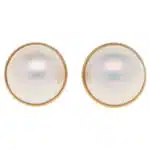 Vintage Tasaki Mabe Pearl Clip Earrings in Yellow Gold