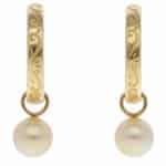 Vintage Mikimoto Pearl Hoop Earrings in Yellow Gold