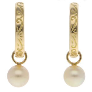 Vintage Mikimoto Pearl Hoop Earrings in Yellow Gold