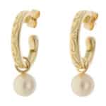 Vintage Mikimoto Pearl Hoop Earrings in Yellow Gold