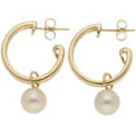 Vintage Mikimoto Pearl Hoop Earrings in Yellow Gold