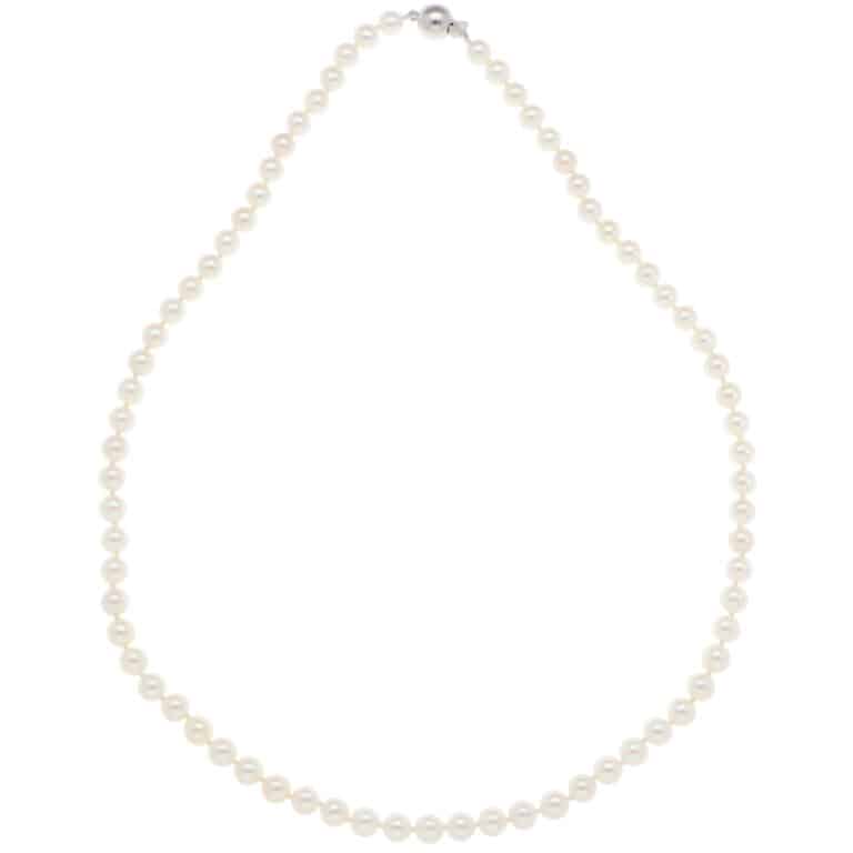 Akoya Pearl Strand Necklace with White Gold Clasp