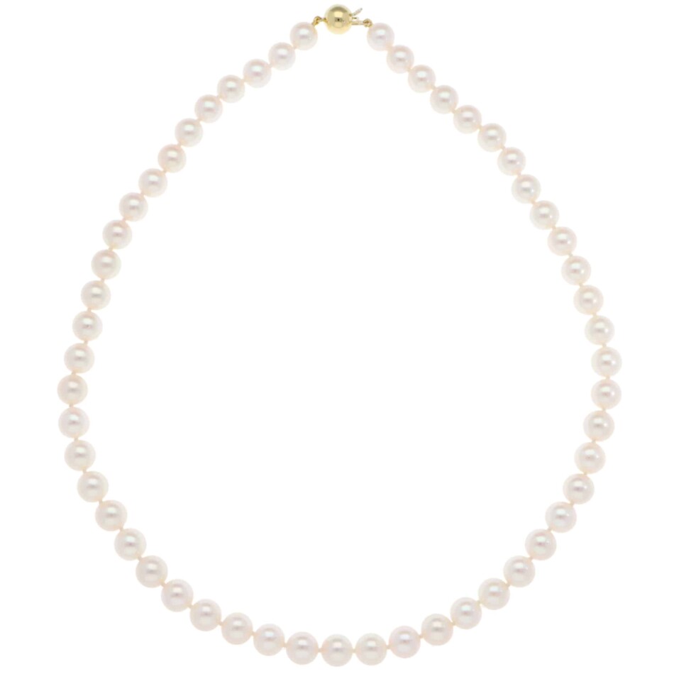 Akoya Pearl Strand Necklace with Yellow Gold Clasp