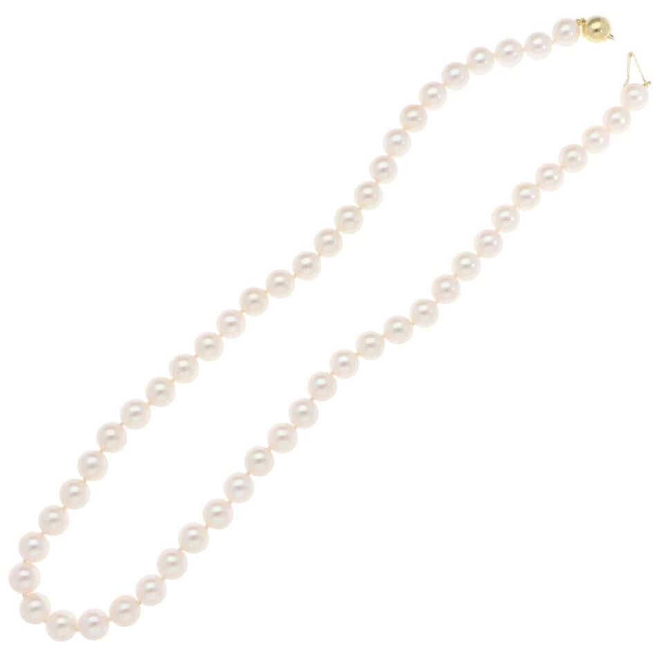 Akoya Pearl Strand Necklace with Yellow Gold Clasp