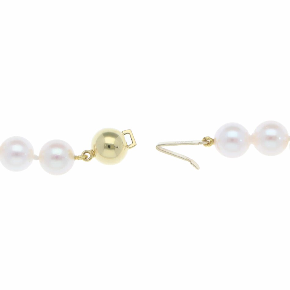 Akoya Pearl Strand Necklace with Yellow Gold Clasp