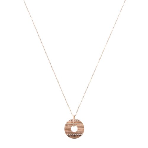 Vintage Celine Diamond Disc Pendant Necklace in Rose Gold