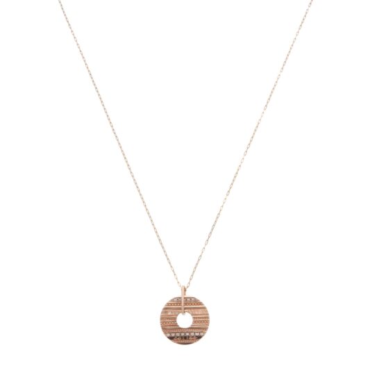 Vintage Celine Diamond Disc Pendant Necklace in Rose Gold