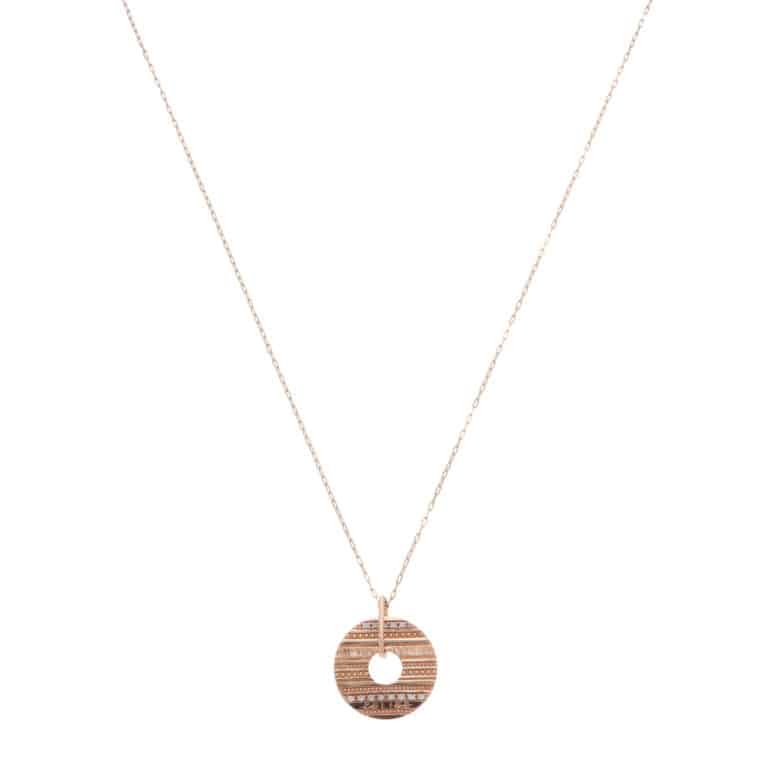Vintage Celine Diamond Disc Pendant Necklace in Rose Gold