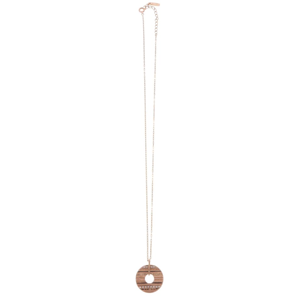 Vintage Celine Diamond Disc Pendant Necklace in Rose Gold