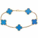 Vintage Van Cleef & Arpels Blue Agate Alhambra Bracelet