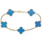 Vintage Van Cleef & Arpels Blue Agate Alhambra Bracelet