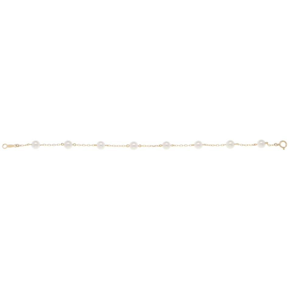 Vintage Mikimoto Akoya Pearl Chain Bracelet in Yellow Gold