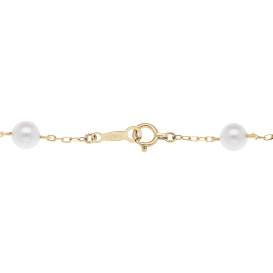 Vintage Mikimoto Akoya Pearl Chain Bracelet in Yellow Gold