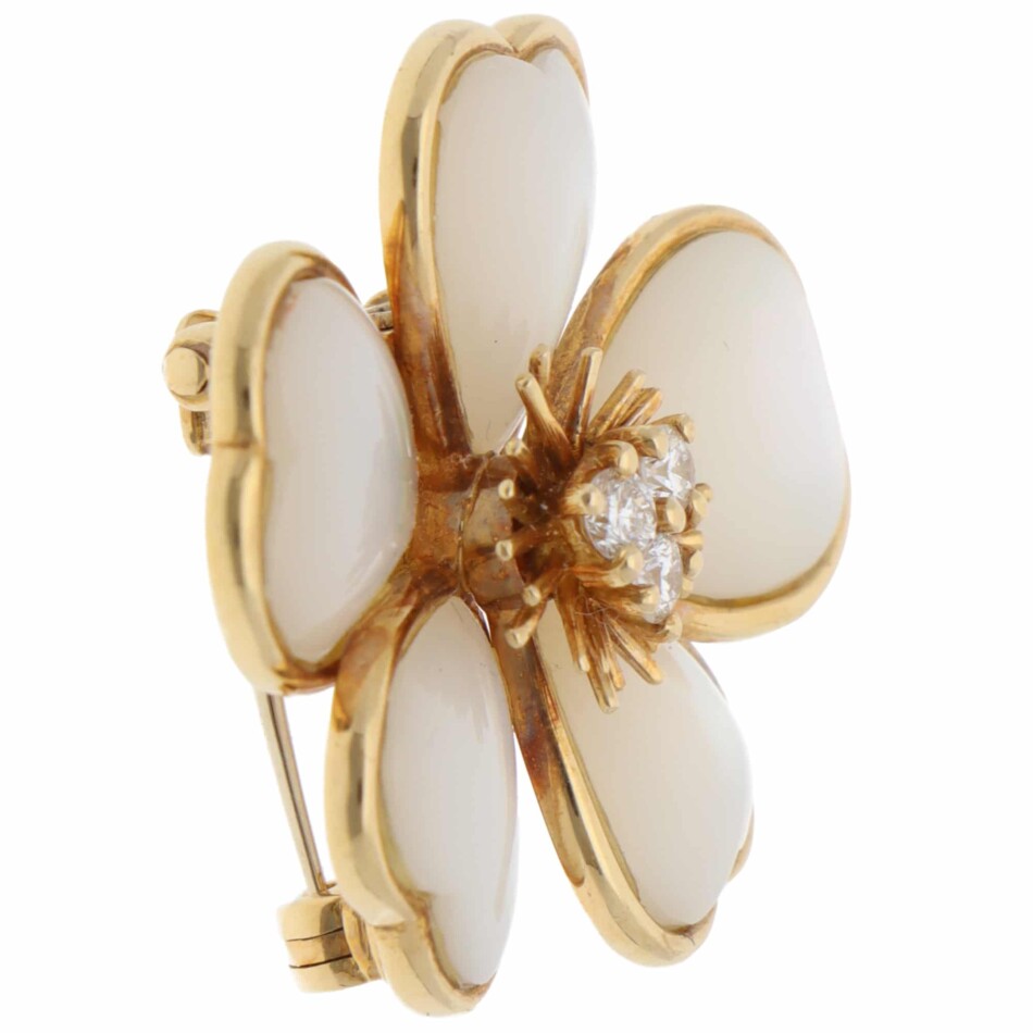 Vintage Van Cleef & Arpels Mother of Pearl and Diamond Brooch
