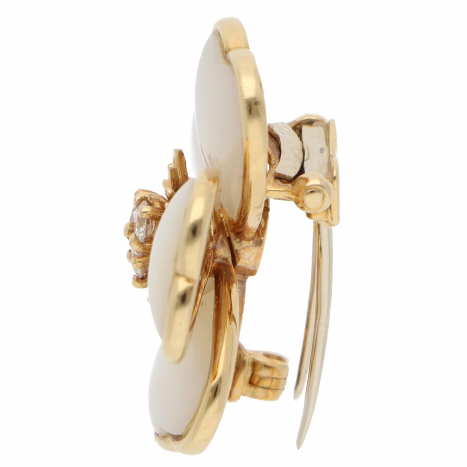 Vintage Van Cleef & Arpels Mother of Pearl and Diamond Brooch