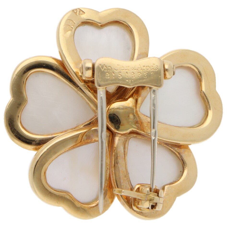 Vintage Van Cleef & Arpels Mother of Pearl and Diamond Brooch