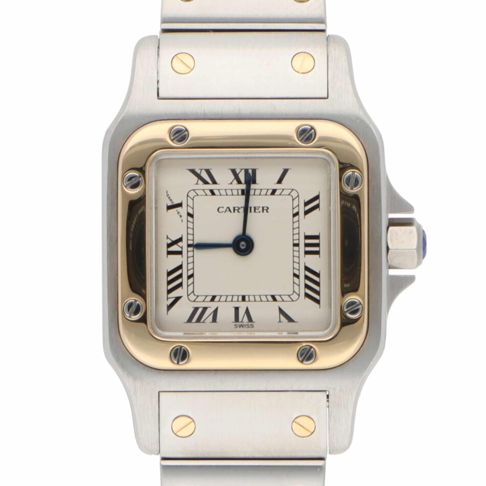 Vintage Cartier Santos Galbee 24mm steel and gold wrist watch