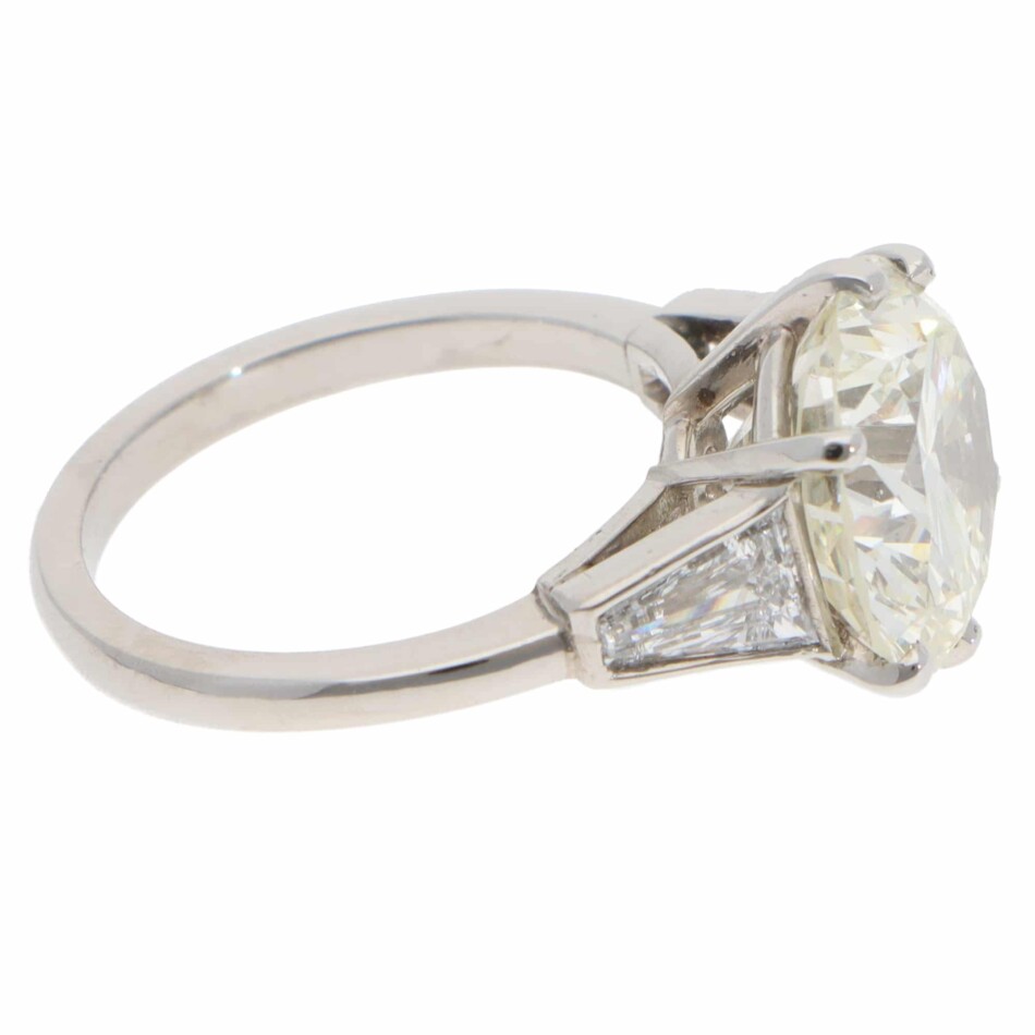 Vintage 6.03ct GIA Certified Diamond Three Stone Ring