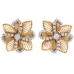 Vintage Cartier 1960s Diamond Clip Earrings in Yellow Gold
