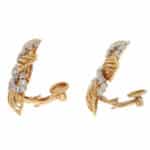 Vintage Cartier 1960s Diamond Clip Earrings in Yellow Gold