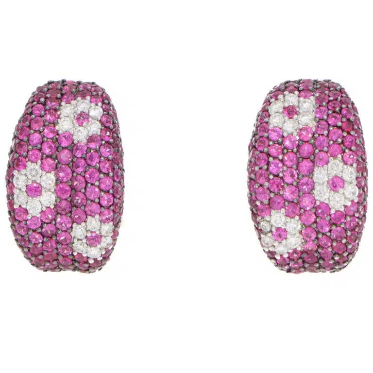 Vintage Roberto Coin Pink Sapphire and Diamond Earrings