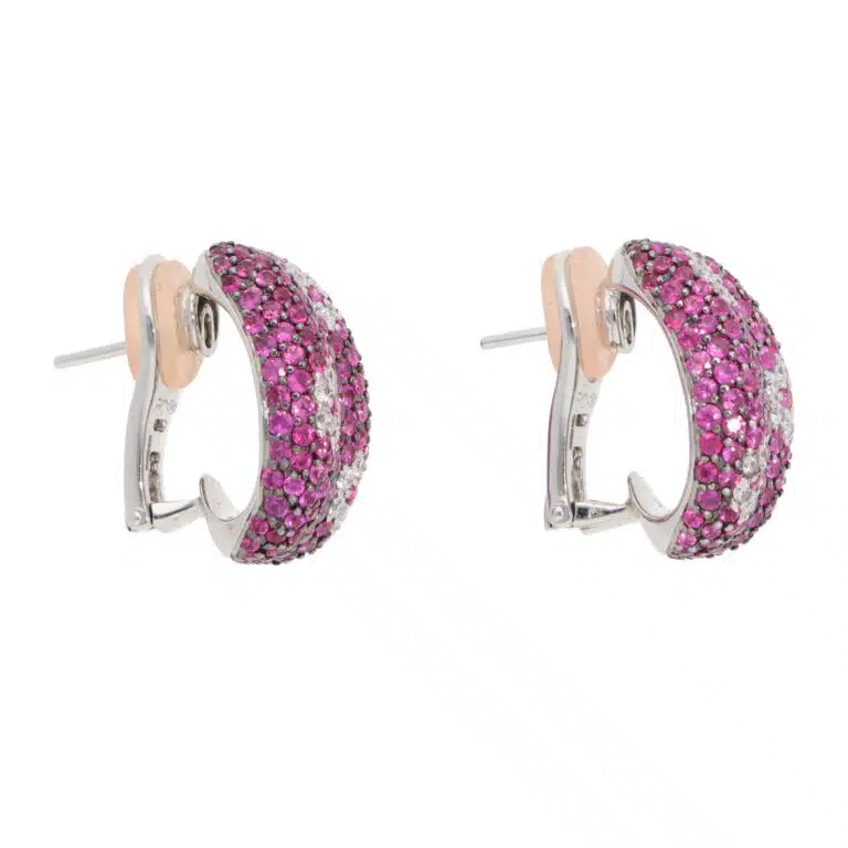 Vintage Roberto Coin Pink Sapphire and Diamond Earrings