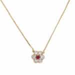 Vintage Boucheron Ruby and Diamond Necklace in Yellow Gold
