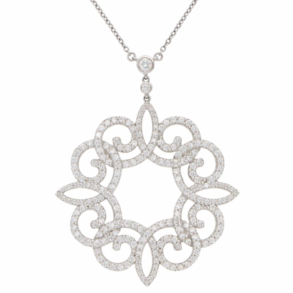 Vintage Tiffany & Co. Enchant Scroll Diamond Pendant Necklace