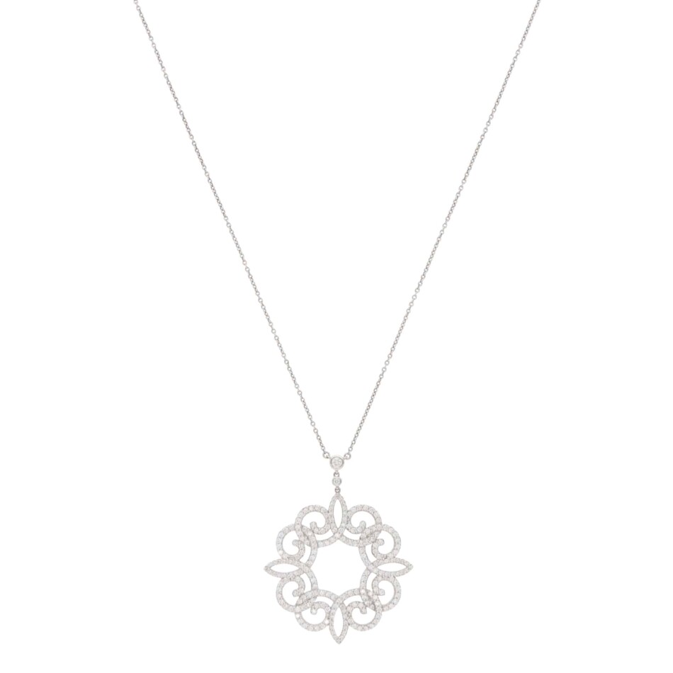Vintage Tiffany & Co. Enchant Scroll Diamond Pendant Necklace