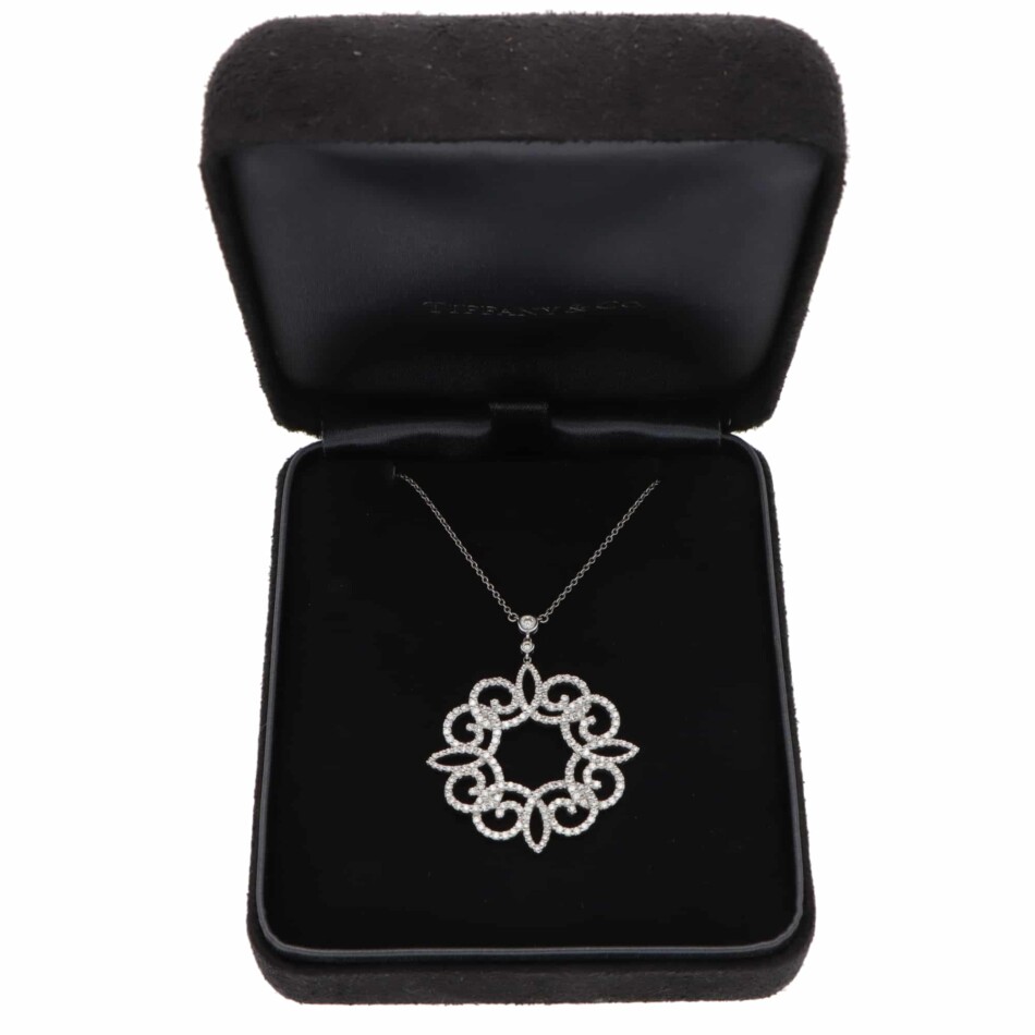 Vintage Tiffany & Co. Enchant Scroll Diamond Pendant Necklace