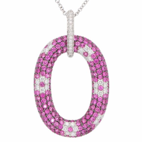 Vintage Roberto Coin Pink Sapphire and Diamond Pendant Necklace