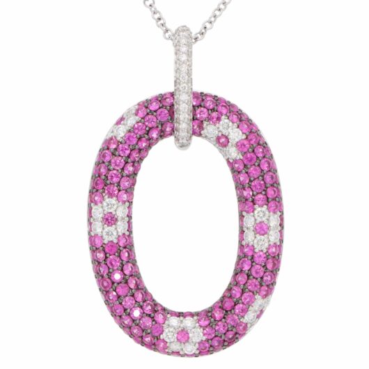 Vintage Roberto Coin Pink Sapphire and Diamond Pendant Necklace