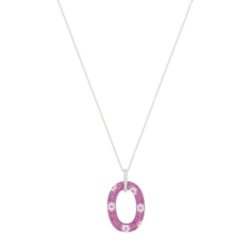 Vintage Roberto Coin Pink Sapphire and Diamond Pendant Necklace