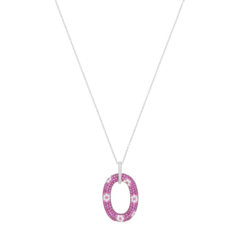 Vintage Roberto Coin Pink Sapphire and Diamond Pendant Necklace