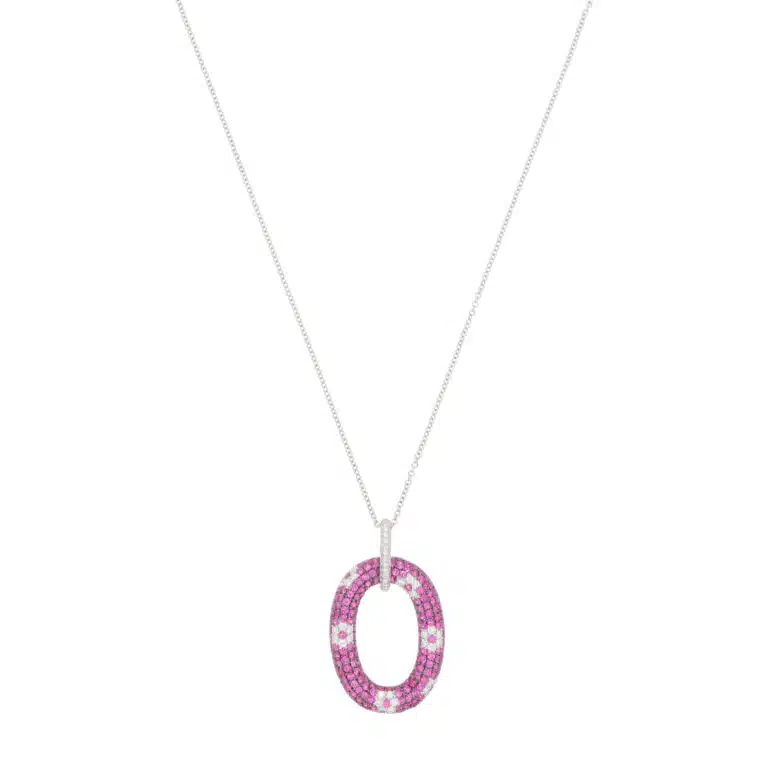 Vintage Roberto Coin Pink Sapphire and Diamond Pendant Necklace