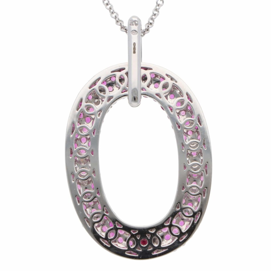 Vintage Roberto Coin Pink Sapphire and Diamond Pendant Necklace