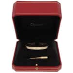 Vintage Cartier Four Diamond LOVE Bracelet in Yellow Gold, Size 18