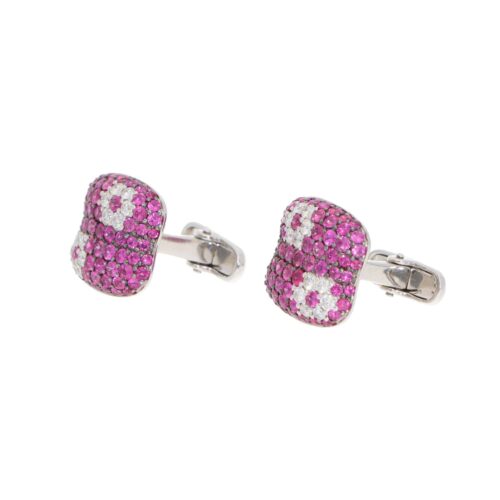 Vintage Roberto Coin Pink Sapphire and Diamond Bar Cufflinks