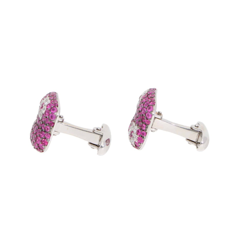 Vintage Roberto Coin Pink Sapphire and Diamond Bar Cufflinks