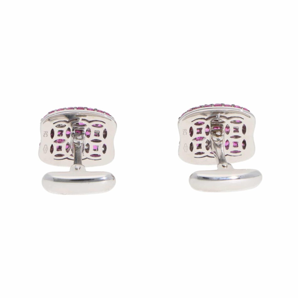 Vintage Roberto Coin Pink Sapphire and Diamond Bar Cufflinks