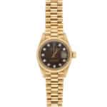 Vintage 1982 Rolex Lady Datejust Brown Dial Diamond Set Watch