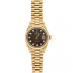 Vintage 1982 Rolex Lady Datejust Brown Dial Diamond Set Watch