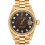 Vintage 1982 Rolex Lady Datejust Brown Dial Diamond Set Watch