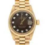 Vintage 1982 Rolex Lady Datejust Brown Dial Diamond Set Watch